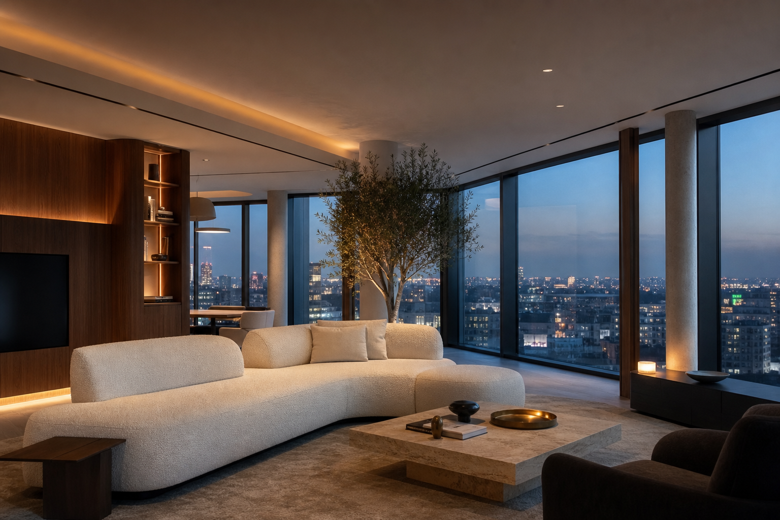 Interior rafinat al unui penthouse cu vedere panoramică