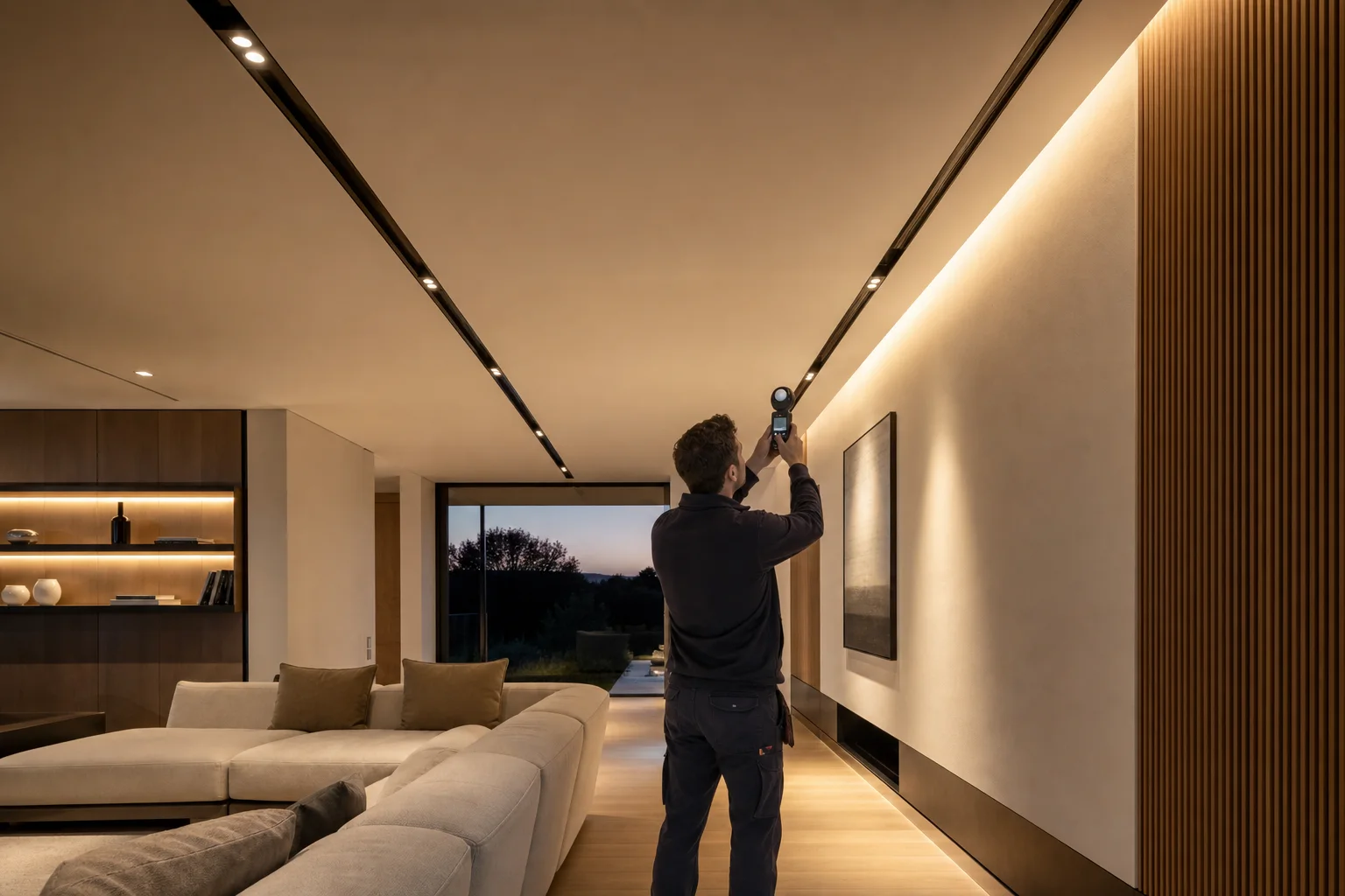 Verificarea iluminatului arhitectural într-un interior contemporan
