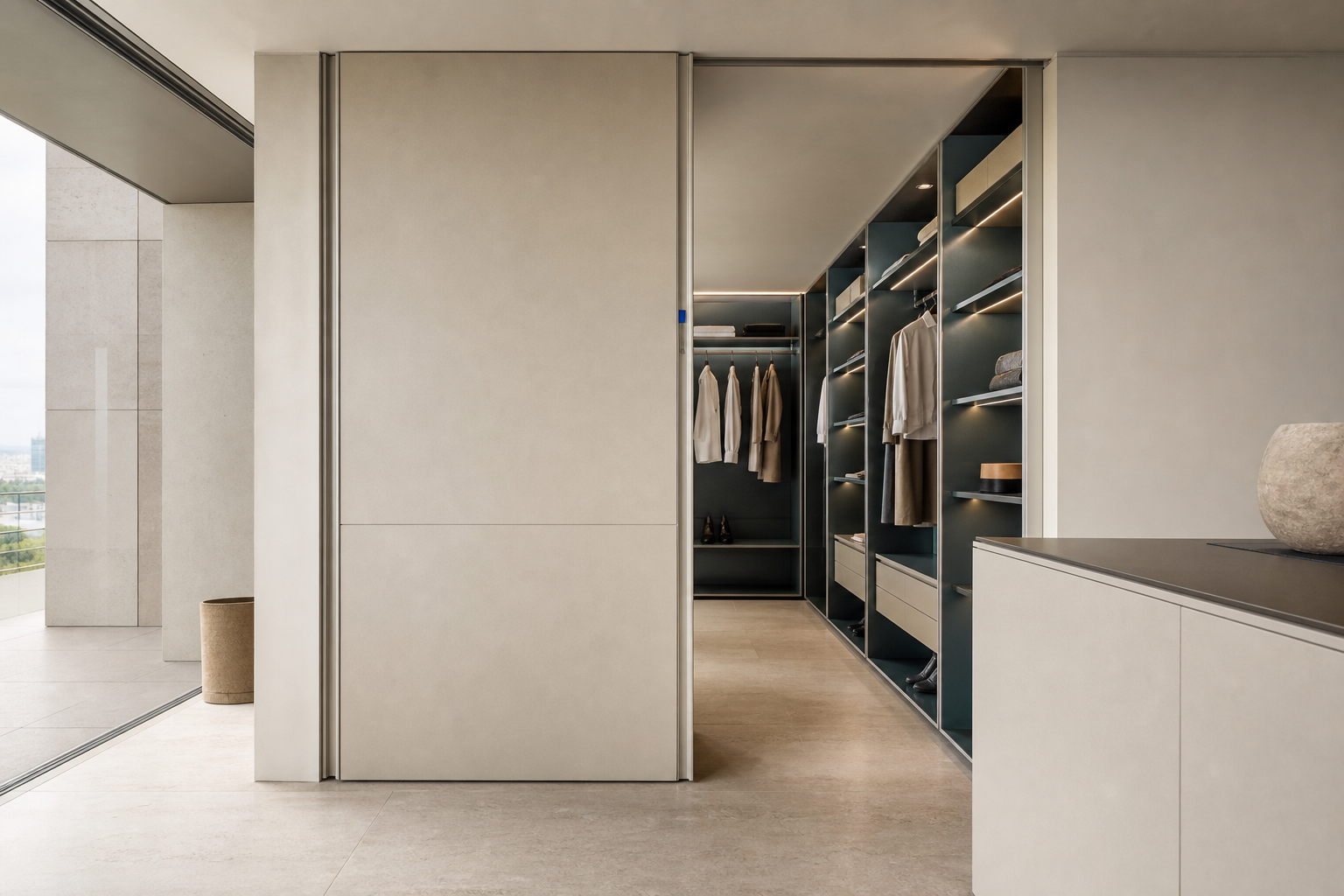 Dressing VOLUMA organizat în zone iluminate